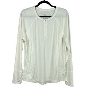 Athleta Sporty Athleisure Long Thumb Hole Sleeve 1/4 Zip Top XL White Athletic